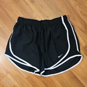 Nike Women's Black Athletic Shorts with White Trim Size Medium